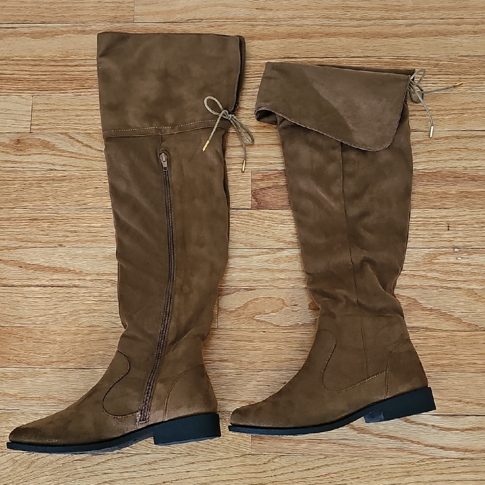 Francesca's Collections Brown Over-the-Knee Boots with Adjustable Fit
